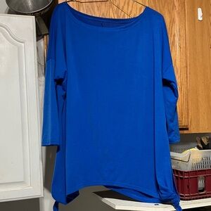 Blue Women's Tunic Top w/Dropped Shoulders Hi/low Design Bilateral Side Ties XL